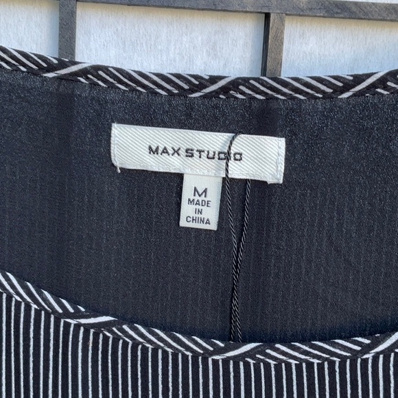 Max studio dress black with white and pink boho with ruffled sleeves semi sheer - Picture 3 of 9